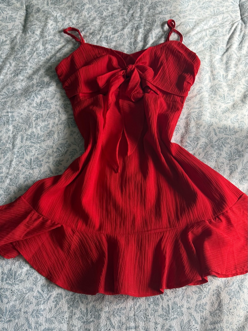 White Fox Boutique Red Tie-Front Mini Dress
